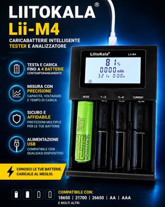 LiitoKala M4 Tester Capacità Caricabatterie litio