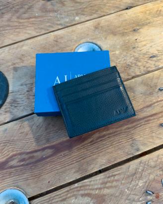 Porta carte Armani Jeans in pelle nera - Originale