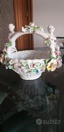 cestino in ceramica con fiorellini -