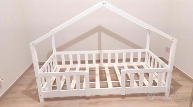 Lettino a forma di casett 70 x 140