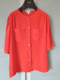 Céline Paris Camicia Blusa Donna Seta Scollo Tondo