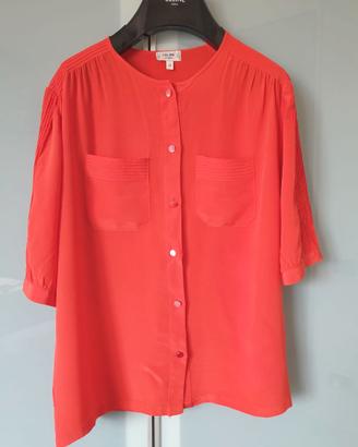 Céline Paris Camicia Blusa Donna Seta Scollo Tondo