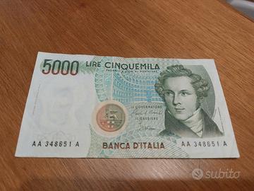 Banconota 5 mila Lire Rara. Tripla A