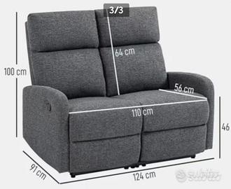 Divano relax reclinabile due posti