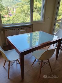 Tavolo calligaris noce e vetro