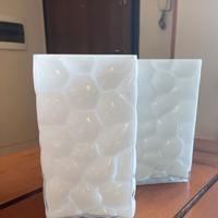 Coppia vasi rettangolari in vetro bianco latte