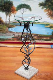 Tavolino Porta Oggetti in Ferro e Vetro – 24303