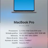 Macbook pro 16 - i9 - 8 core - 1 Terabyte