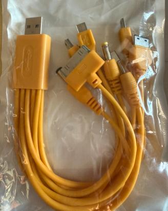 Cavo ricarica multiplo 10-in-1 giallo.