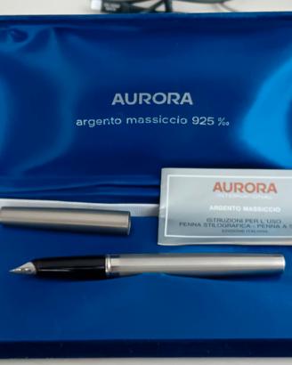 Penna Aurora Hastil stilografica in argento