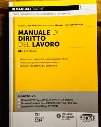 Manuale di diritto del lavoro - Simone 2024