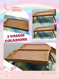 2 vassoi legno Bamboo x colazione a letto