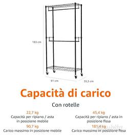 Stand appendiabiti a doppia barra con rotelle - Arredamento e Casalinghi In  vendita a Bologna
