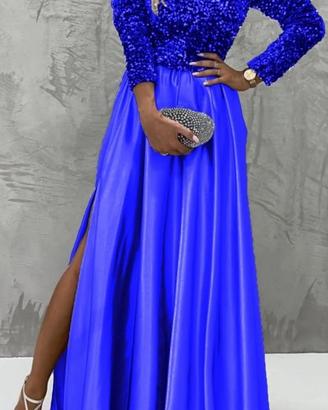 ABITO ELEGANTE DONNA BLU ELETTRICO