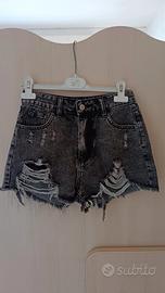 pantaloncini jeans strappati donna neri XS