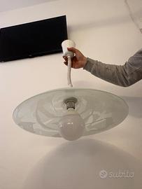 Lampadario vetro decorato cm50ø con lampadina glob