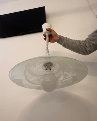 Lampadario vetro decorato cm50ø con lampadina glob