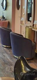 Poltroncine in velluto blu pavone base girevole