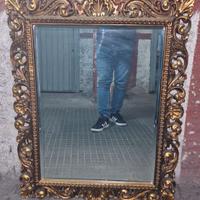 Specchio vintage stile barocco con cornice dorata