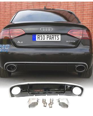 DIFFUSORE AUDI A4 B8 11-15 LOOK RS4 DOPPIA USCITA