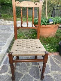 4 sedie restaurate e rincordate a mano