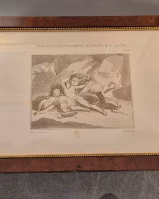 Litografia D'Epoca Atalanta e Ippomene Cornice