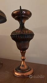 Coppa anfora decorativa vintage in rame con doppia