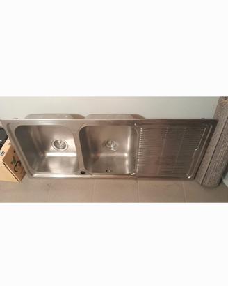 Lavello cucina inox doppia vasca con gocciolatoio