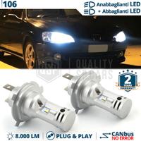 Lampadine LED H4 per fari Peugeot 106 Luce Bianca