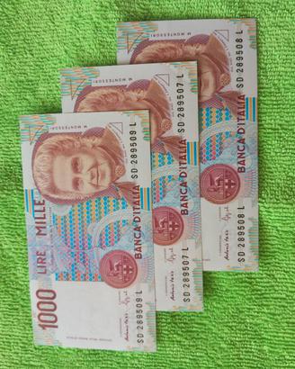 banconote 1000 Lire Montessori