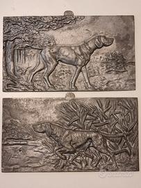 Piastre in metallo soggetto cani da caccia