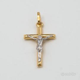 Ciondolo Croce in oro giallo e bianco 18 kt BBU.9