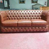 Chesterfield divano sofa 3 posti in pelle vintage