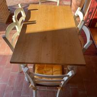 6 sedie in legno, seduta paglia verniciate bianche