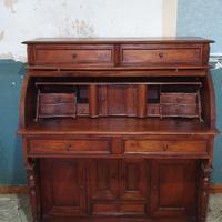 Scrittoio secretaire in legno massello e serranda