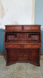 Scrittoio secretaire in legno massello e serranda