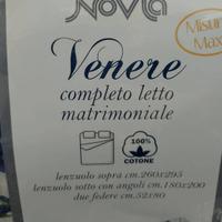 Completo Lenzuola Matrimoniali NOVIA 100% Cotone 
