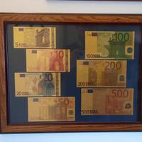 Quadro Banconote euro oro gold 24k 50 100 500