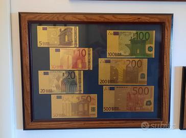 Quadro Banconote euro oro gold 24k 50 100 500