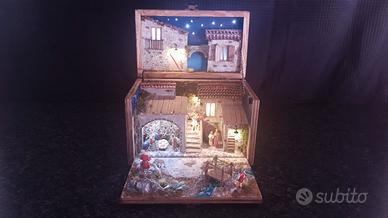 Presepe in bauletto di legno fatto a mano