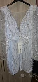 Vestito bianco corto con paiette
