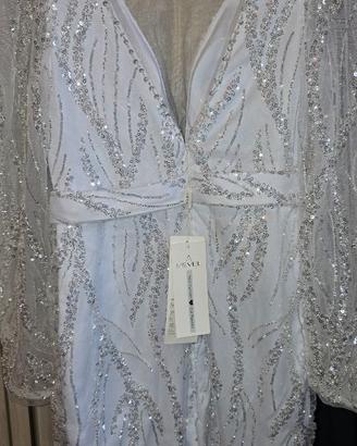 Vestito bianco corto con paiette