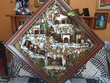 Presepe Napoletano Artigianale in Cornice 60x60cm