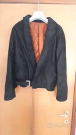 Cappotto scamosciato,visone,Giubbotto montone nero