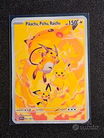 carta pokemon pichu, pikachu, raichu fan art