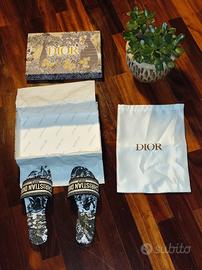 Sandalo flat con fascia in tessuto - Toile de Jouy