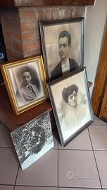 Set ritratti d’epoca con cornici  vintage
