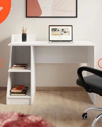 Scrivania 110x50 cm con effetto legno bianco