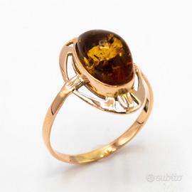 ANELLO IN ORO RAMATO 14 KT AMBRA a.37