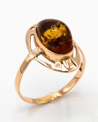 ANELLO IN ORO RAMATO 14 KT AMBRA a.37